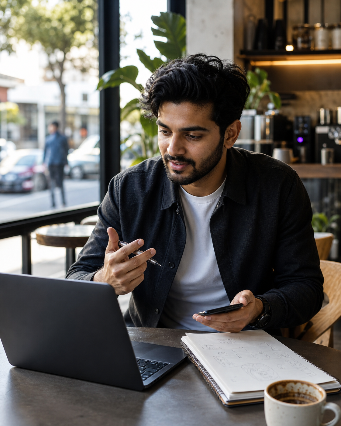 An illustrative entrepreneur working through a new business idea